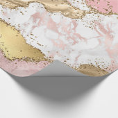 ラグジュアリーバラ金ゴールドピンクマーブルデザイン ラッピングペーパー (角)