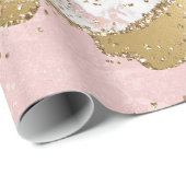 ラグジュアリーバラ金ゴールドピンクマーブルデザイン ラッピングペーパー (ロールコーナー)