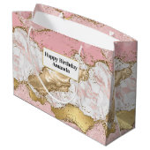 ラグジュアリーバラ金ゴールドピンクマーブルデザイン ラージペーパーバッグ (裏面アングル)