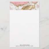 ラグジュアリーバラ金ゴールドピンクマーブルデザイン 便箋 (正面)