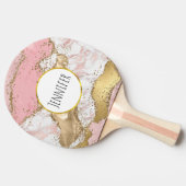 ラグジュアリーバラ金ゴールドピンクマーブルデザイン 卓球ラケット (横)