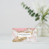 ラグジュアリーバラ金ゴールドピンクマーブルデザイン 名刺 (スタンド正面)