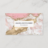 ラグジュアリーバラ金ゴールドピンクマーブルデザイン 名刺 (正面)