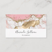 ラグジュアリーバラ金ゴールドピンクマーブルデザイン 名刺 (正面)