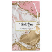 ラグジュアリーバラ金ゴールドピンクマーブルパーティーありがとう スモールペーパーバッグ (裏面)