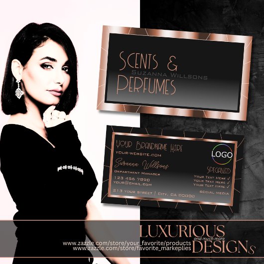 ラグジュアリーバラ金ゴールドブラックグラデーション付きロゴラックス 名刺