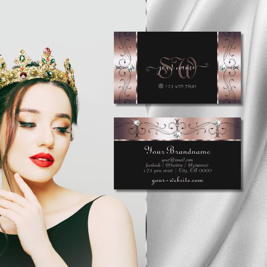 ラグジュアリーバラ金ゴールドブラックスクイグルジュエリーモノグラム 名刺