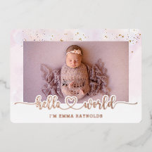 ラグジュアリーバラ金ゴールドベビーガール誕生発表カード