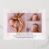 ラグジュアリーバラ金ゴールドベビーガール誕生発表カード 箔招待状 (裏面)