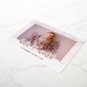 ラグジュアリーバラ金ゴールドベビーガール誕生発表カード 箔招待状 (回転した状態)