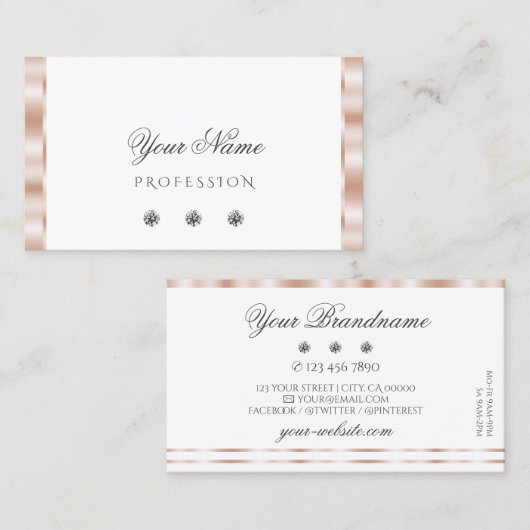 ラグジュアリーバラ金ゴールドホワきらめくイトジェルスタイリッシュズ 名刺 (正面/裏面)