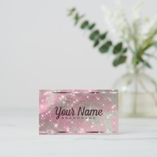 ラグジュアリーバラ金ゴールドマーブルグリッターシャイニースターシック 名刺 (スタンド正面)