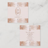 ラグジュアリーバラ金ゴールド華美オーナメントイニシャルルクセ スクエア名刺 (正面/裏面)