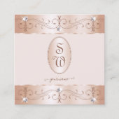 ラグジュアリーバラ金ゴールド華美オーナメントイニシャルルクセ スクエア名刺 (正面)