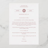 ラグジュアリーバラ金ゴールド葉ブランチオーバルフレームフォト 箔招待状 (裏面)