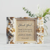 ラグジュアリーバロックスタイルホワイト金ゴールド結婚ズ サンキューカード (スタンド正面)