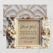 ラグジュアリーバロックスタイルホワイト金ゴールド結婚ズ サンキューカード (正面/裏面)