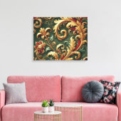 ラグジュアリーバロックダマスクパターン キャンバスプリント (インサイチュ (リビング))