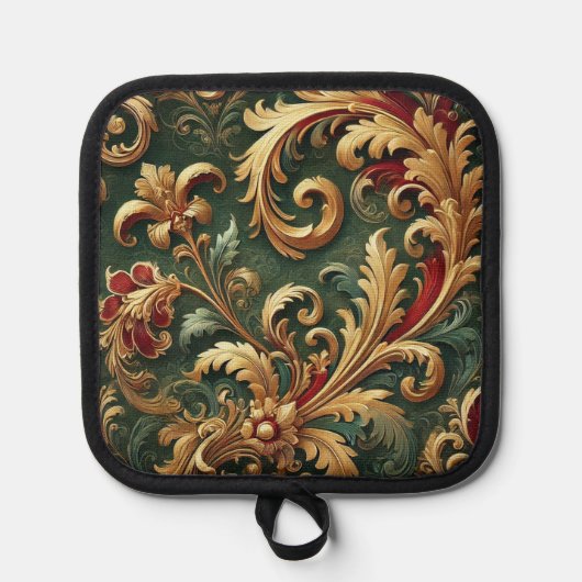 ラグジュアリーバロックダマスクパターン 鍋敷き (正面)