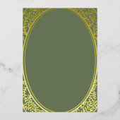 ラグジュアリーバロック緑と金ゴールド結婚ズ 箔招待状 (裏面)