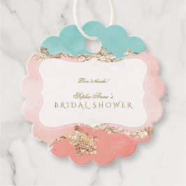 ラグジュアリーパステルウォーターカラーゴールドフォイルブライダルシャワー フェイバータグ