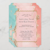 ラグジュアリーパステルウォーターカラーゴールドフォイル結婚ズ 招待状 (正面/裏面)