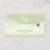 ラグジュアリーパステルセージグリーン、ロゴとダイヤモンド 名刺 (正面)