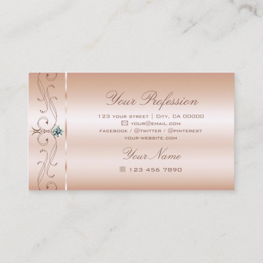 ラグジュアリーパステルバラ華美コーラルスクイグルジュエリー 名刺 (裏面)