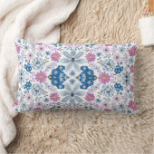 ラグジュアリーパステルブルーピンクフラワーインテリアデザイン ランバークッション (ブランケット)