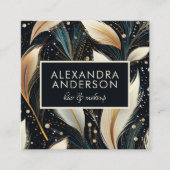 ラグジュアリーパンパスグラスパターンブラック スクエア名刺 (正面)