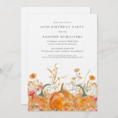 ラグジュアリーパンプキンワイルドフラワー秋60th誕生日 招待状 (正面/裏面)