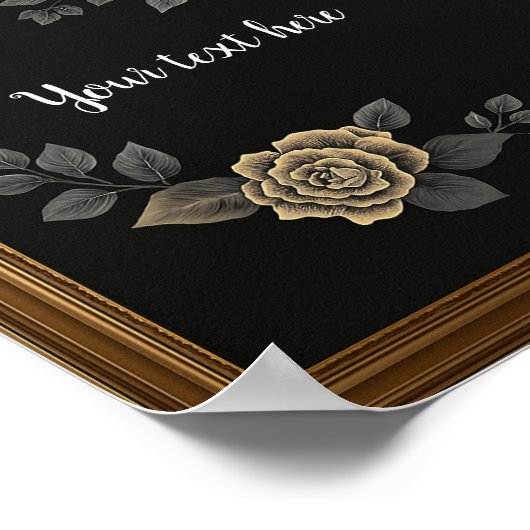 ラグジュアリーパーソナライズされたウォールアート – エレガント金ゴールドフレーム ポスター (角)