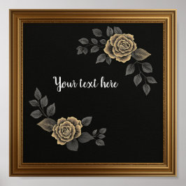 ラグジュアリーパーソナライズされたウォールアート – エレガント金ゴールドフレーム ポスター