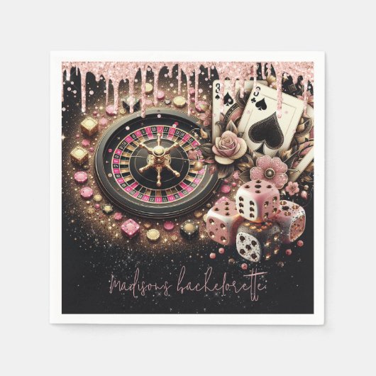ラグジュアリーパーソナライズされたカジノバチェロレッテ スタンダードカクテルナプキン (正面)