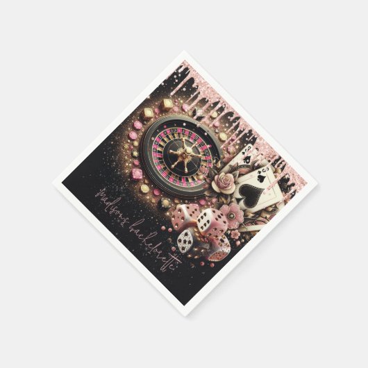 ラグジュアリーパーソナライズされたカジノバチェロレッテ スタンダードカクテルナプキン (角)