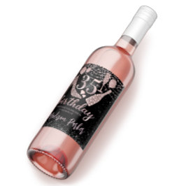 ラグジュアリーパーソナライズされたグリッター35th誕生日 ワインラベル