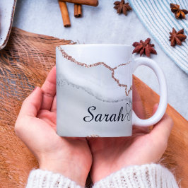 ラグジュアリーパーソナライズされたグレイ金ゴールド抽象芸術マーブルマグ コーヒーマグカップ