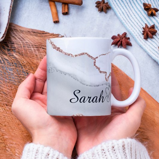 ラグジュアリーパーソナライズされたグレイ金ゴールド抽象芸術マーブルマグ コーヒーマグカップ