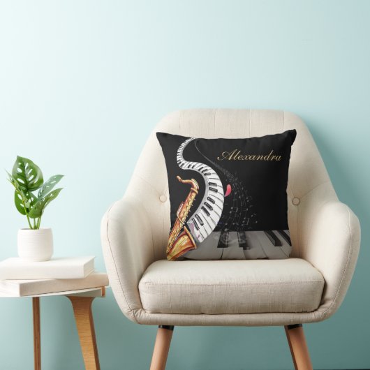 ラグジュアリーパーソナライズされたサキソフォンピアノ音楽 クッション (椅子)