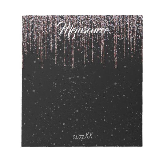 ラグジュアリーパーソナライズされたシルバーバラ金ゴールドシックブラック ノートパッド (正面)