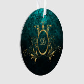 ラグジュアリーパーソナライズされたダマスク金ゴールドフレーム オーナメント (正面)