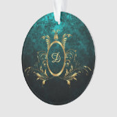 ラグジュアリーパーソナライズされたダマスク金ゴールドフレーム オーナメント (正面)