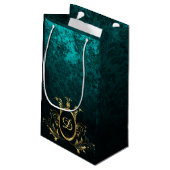 ラグジュアリーパーソナライズされたダマスク金ゴールドフレーム スモールペーパーバッグ (裏面アングル)