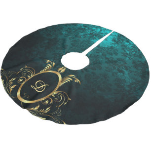 ラグジュアリーパーソナライズされたダマスク金ゴールドフレーム ブラッシュドポリエステルツリースカート