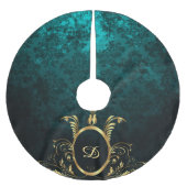 ラグジュアリーパーソナライズされたダマスク金ゴールドフレーム ブラッシュドポリエステルツリースカート (正面)