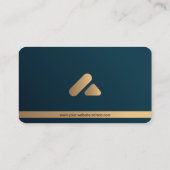 ラグジュアリーパーソナライズされたティール(緑がかった色)ブルー&金ゴールド 名刺 (裏面)