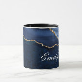 ラグジュアリーパーソナライズされたネイビーブルー&金ゴールドマーブルマグ マグカップ (中央)