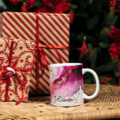 ラグジュアリーパーソナライズされたピンクパープル&金ゴールド大理石 コーヒーマグカップ