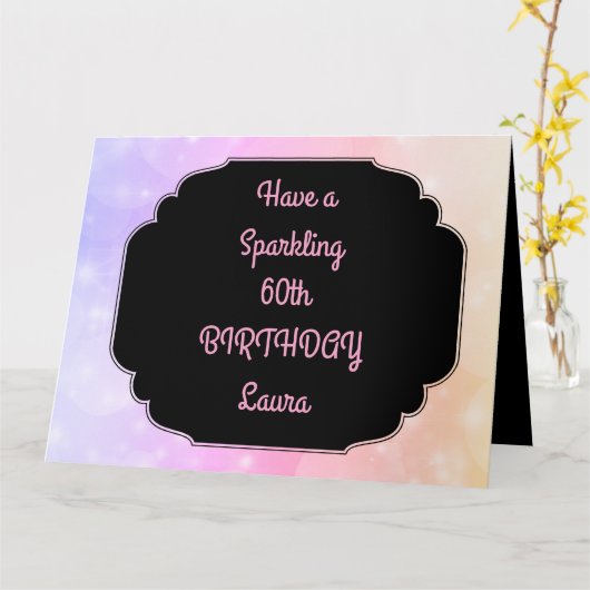 ラグジュアリーパーソナライズされたピンク60誕生日 カード (黄色い花)