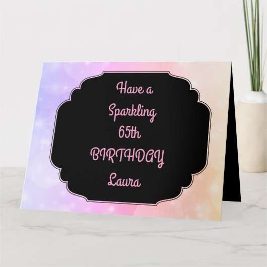 ラグジュアリーパーソナライズされたピンク65th誕生日 カード (正面)